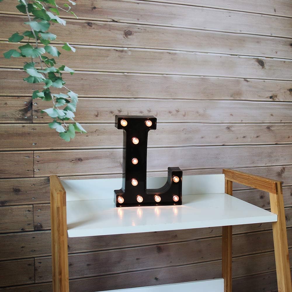 OYCBUZO Light Up Black Alphabet Marquee Letters Sign LED Marquee Number Lights Sign for Night Light Home Bar Christmas Lamp Birthday Party Wedding Decoration L