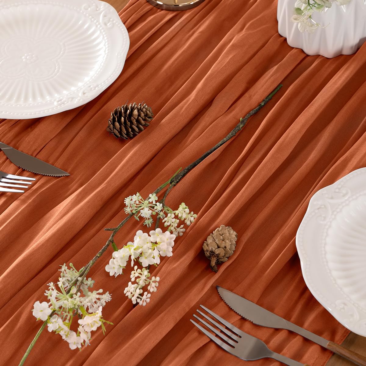 Terracotta Table Runner Cheesecloth Table Runner 10FT Farmhouse Table Runners 120 Inches Fall Table Decor Dining Room Centerpiece Wedding Boho Baby Shower Birthday