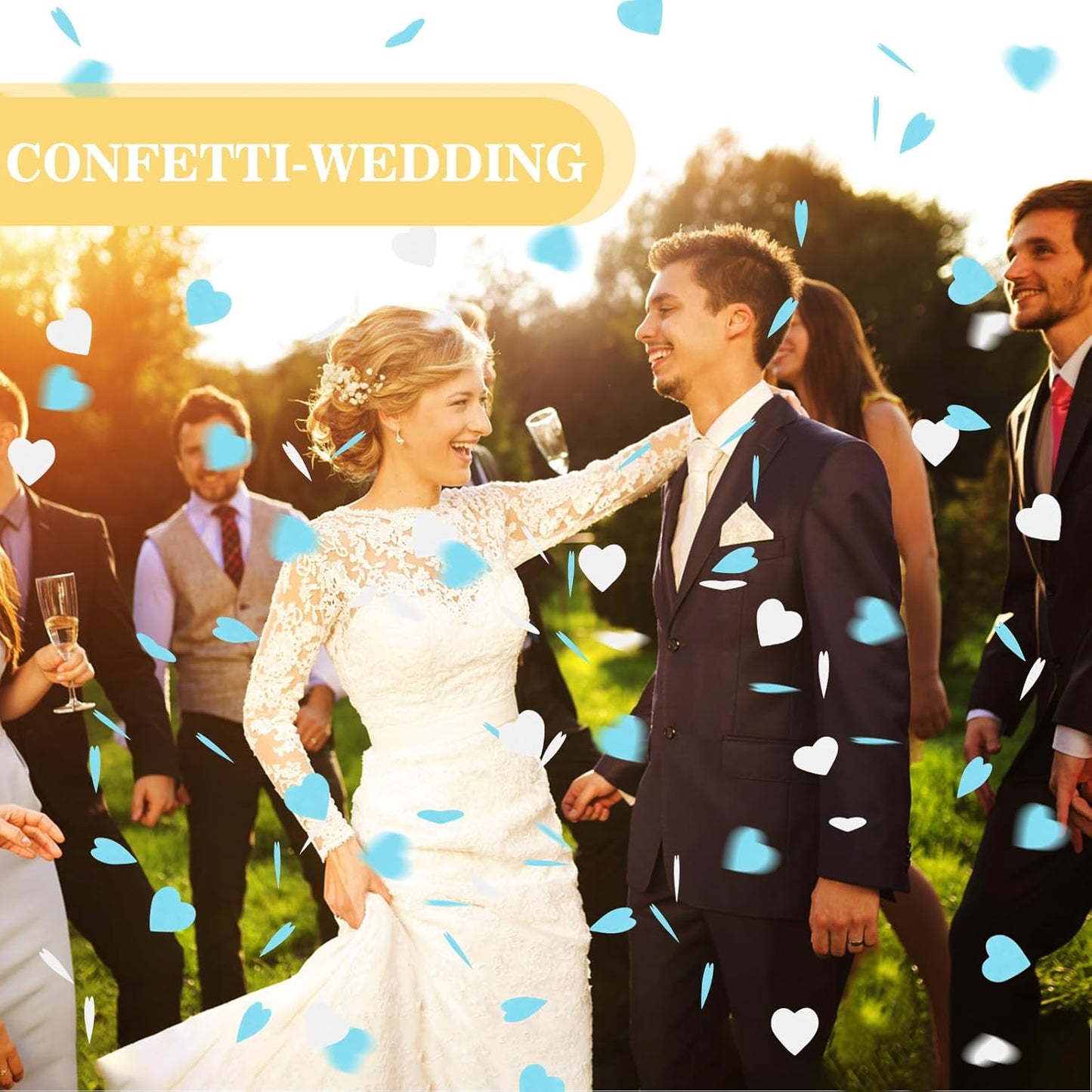 5000Pcs Heart Confetti, Table Confetti Hearts Shaped for Valentine's Day, Wedding Birthday Party Balloon Decoration (Blue/White)