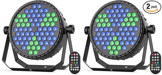 Stage Lights, 72X5W LEDs RGB LED Par Cans, Par Lights with Remote, DMX512, Sound Activated Control Modes, LED Uplights Party, Wedding, DJ, Event, 2 Pack