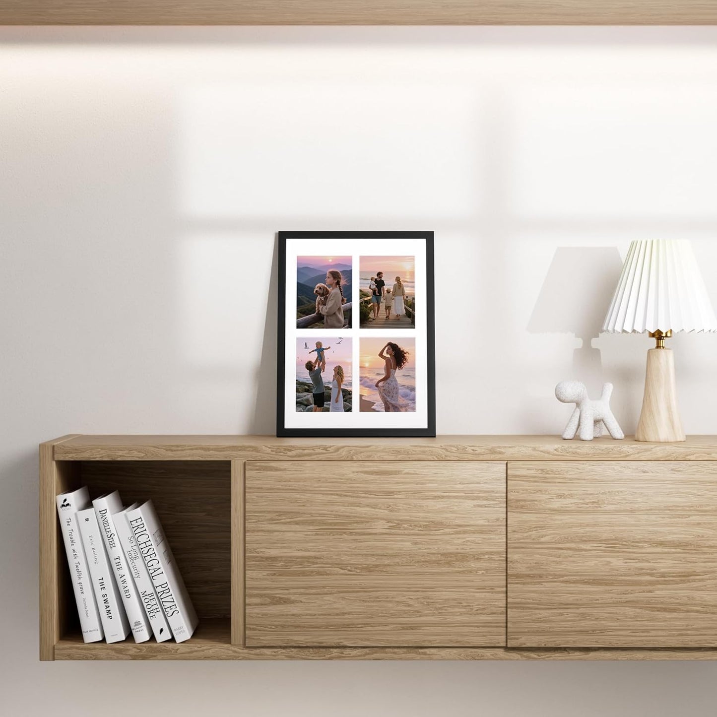 Vittanly 12x16 Collage Picture Frame, Displays 4Pcs 5x7 Pictures with Mat, Picture Frames Collage Wall Decor for Horizontal or Vertical Display, Black, 1 Pack