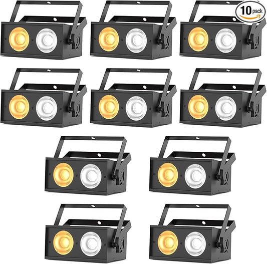 Stage Lights, 120W COB Spotlights LED Par Can Blinder Lights, 2 in 1 Cool White & Warm White DMX512 Sound Activated Audience Uplights for Events Party Wedding Theater Church Concert Dance 10Pcs