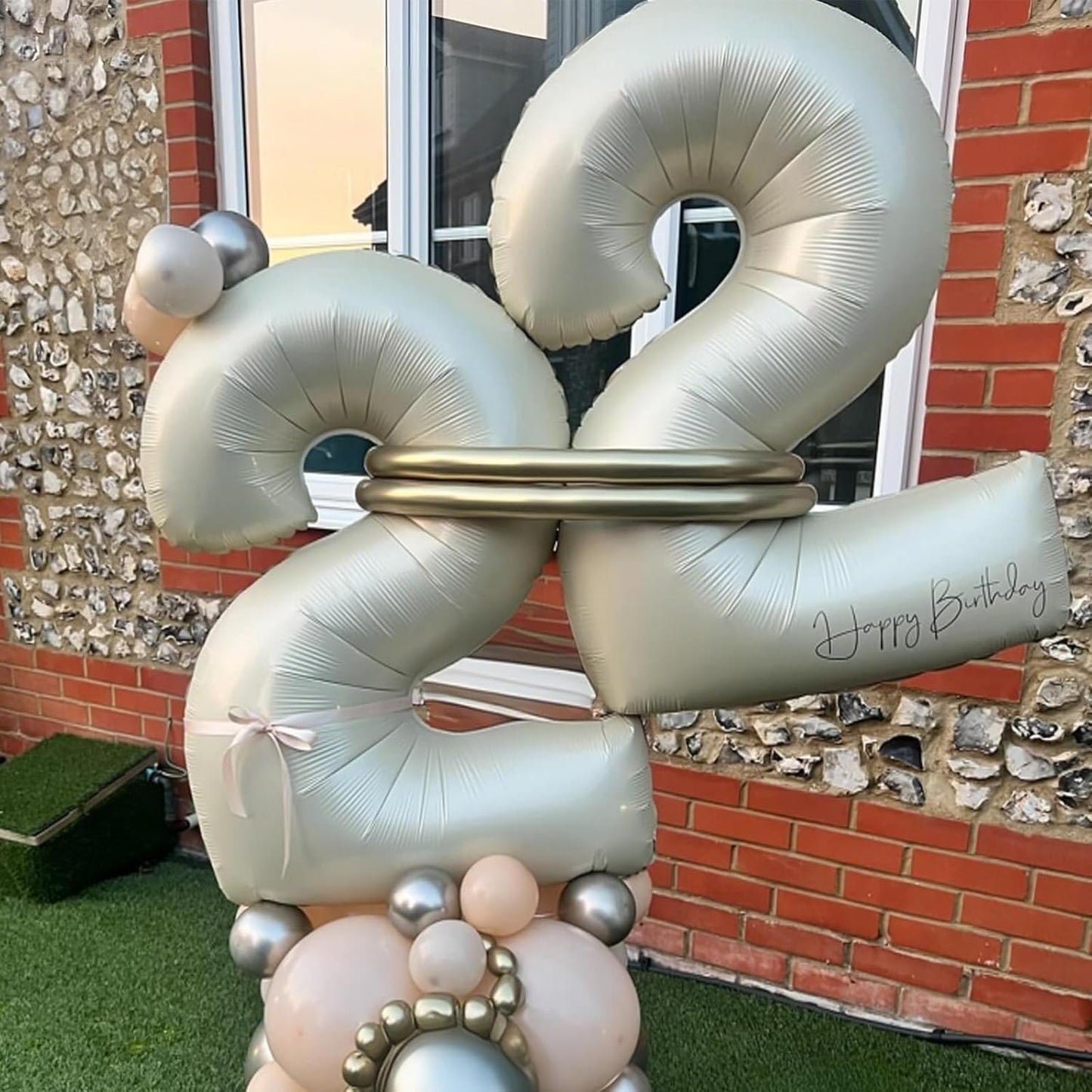 40 Inch Balloon Number 2 Beige, Large Foil Cream Number Balloons Set 0-9 for Men Women, Self Inflating Digital 2 Helium Balloons for Boys Girls 2nd Birthday Anniversary Baby Shower Party Decorations