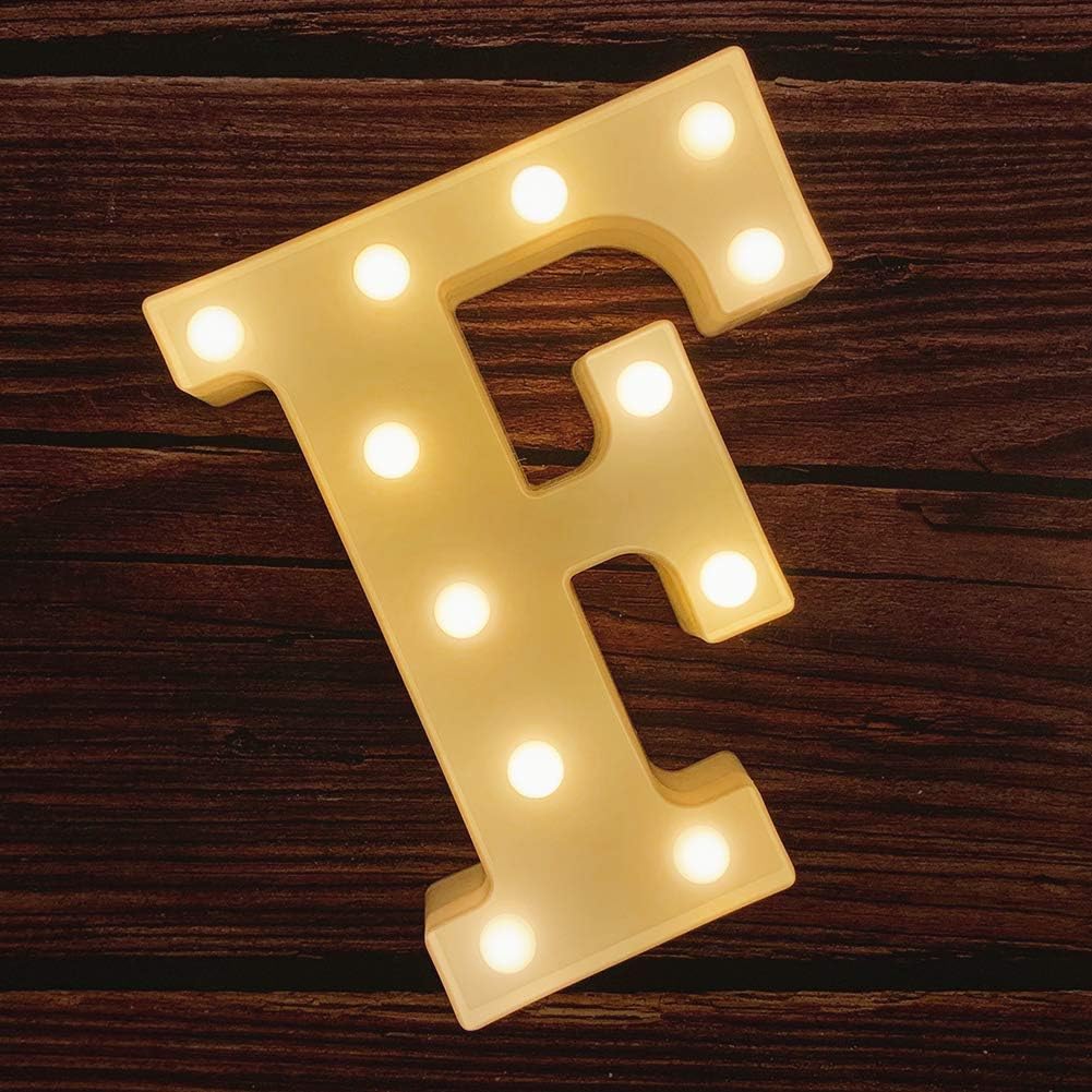 MUMUXI Marquee Light Up Letters | Large Light Up Numbers | Battery Powered and Bright with Every Letter of The Alphabet | for Wedding, Birthday, Party, Celebration, Christmas or Home Decoration (F)
