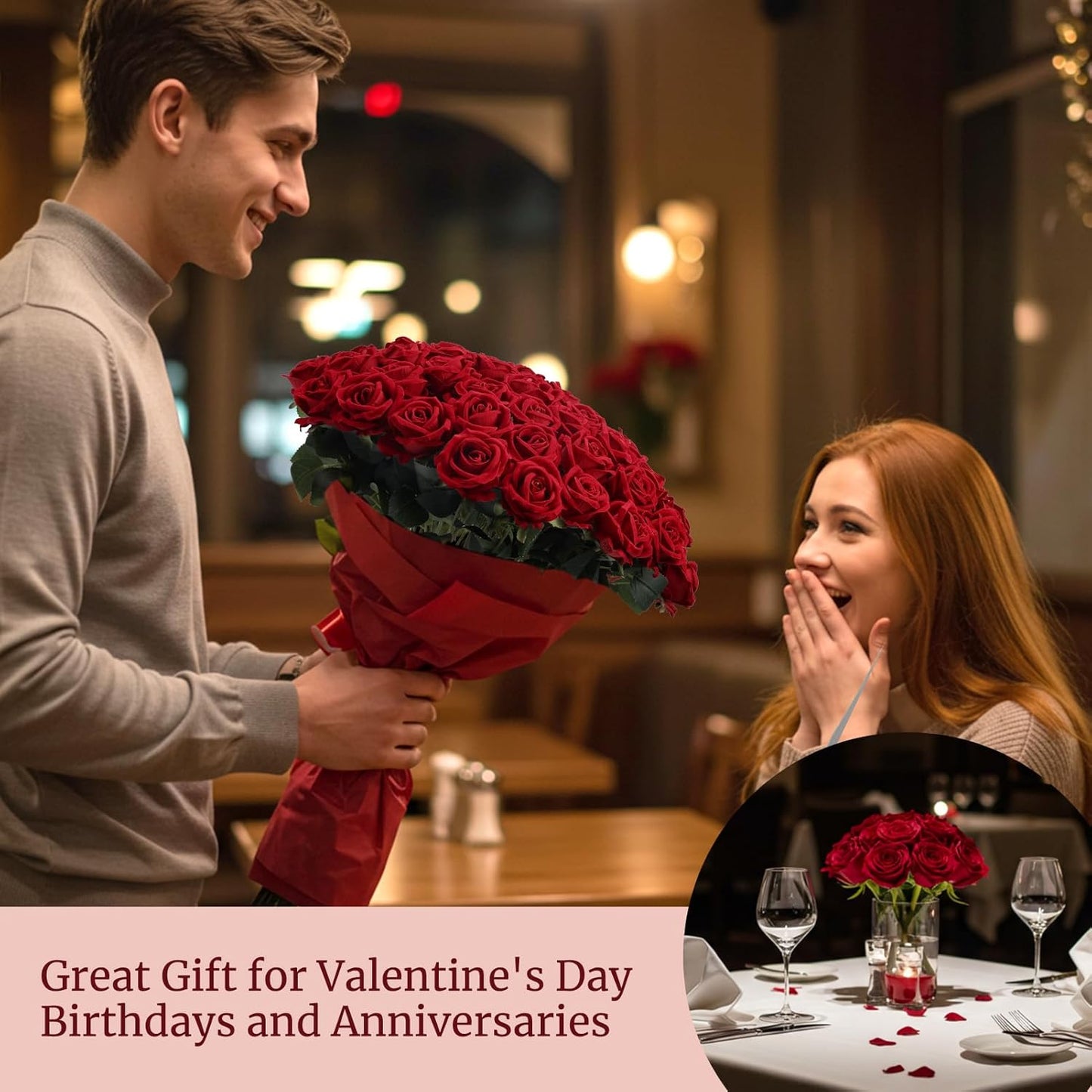 Auihiay 54PCS Red Roses Artificial Flower, Fake Silk Roses, Artificial Roses Bulk for Wedding Decorations Table Centerpieces, Mother's Day Valentine's Day Home Decor