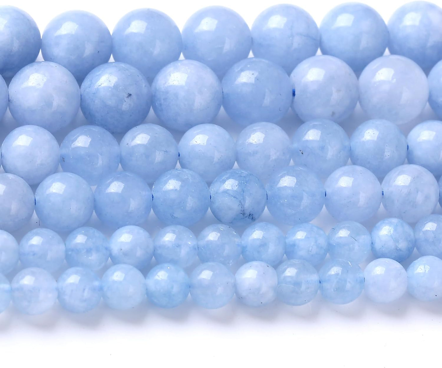 Dream Blue Chalcedony Stone Beads Gemstone Round Crystal Energy Jade Beads Stone Beads for Jewelry Making DIY Bracelet Necklace Jewelry Making 1 Strand 15.5inch 4MM