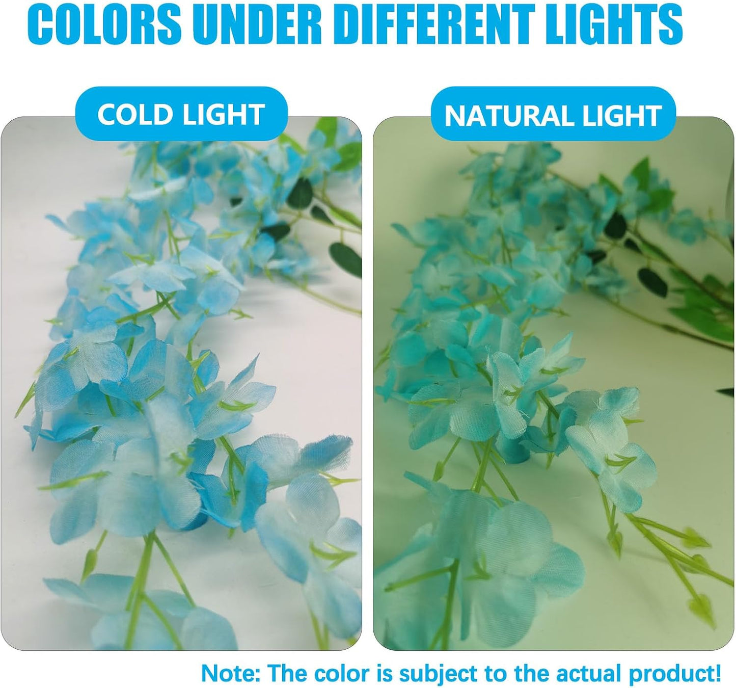 36 Pack Blue Wisteria Hanging Flowers, 3.44 Ft Fake Hanging Flowers, Artificial Wisteria Garland Vines for Wedding Room Backdrop Outdoor Patio Garden Decoration