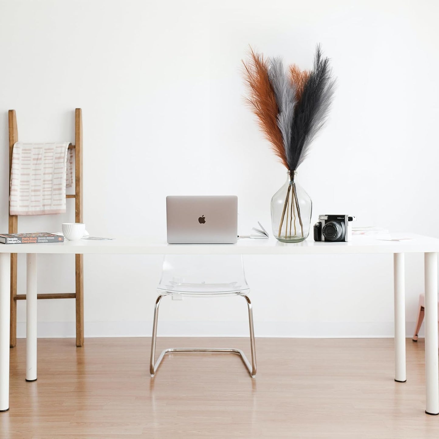 EVODIS Pampas Grass Decor Tall, 43"/110cm Faux Pampas Grass 6 Stems Large Pompass Grass Branches Tall Bulk Boho Flower Arrangement for Home Room Wedding Party Decor