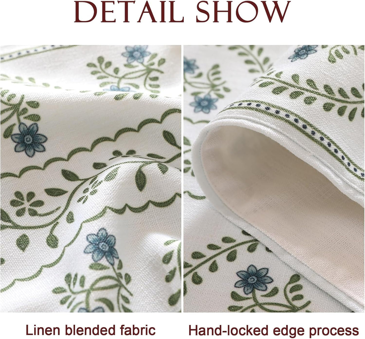 ISAENNE Designer White Elegant Linen Table Runner 71 Inches Long,Chinoiserie Floral Decor Durable Table Runners for Dining Tables,Thanksgiving,Kitchen Tables,Christmas,12"*71"-Mosella D