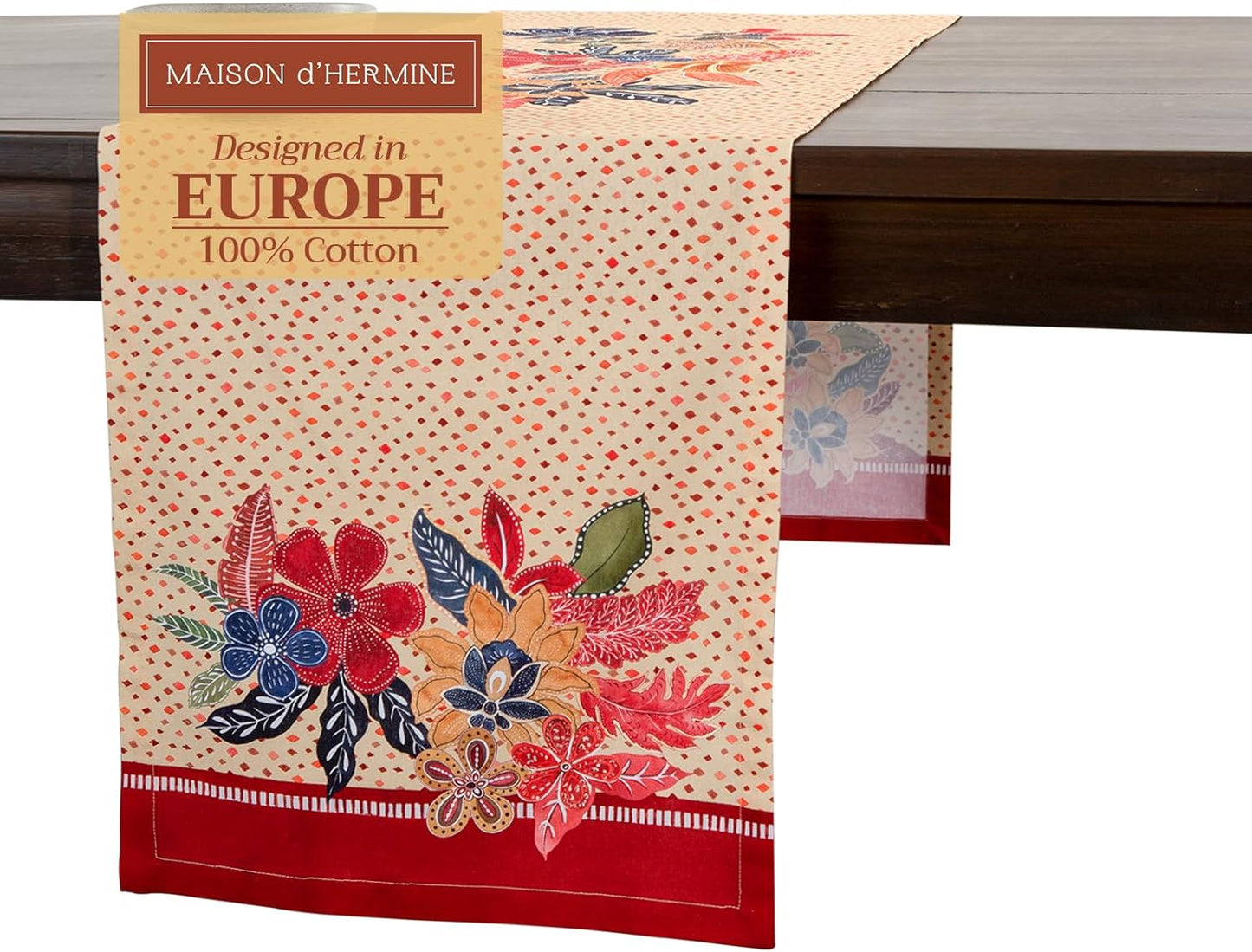 Maison d' Hermine Table Runner 100% Cotton Single Layer Table Runners 72 inches Long for Thanksgiving Christmas Decorations Home Kitchen Dining Party Wedding (Kalahari, 14.5" x 72")