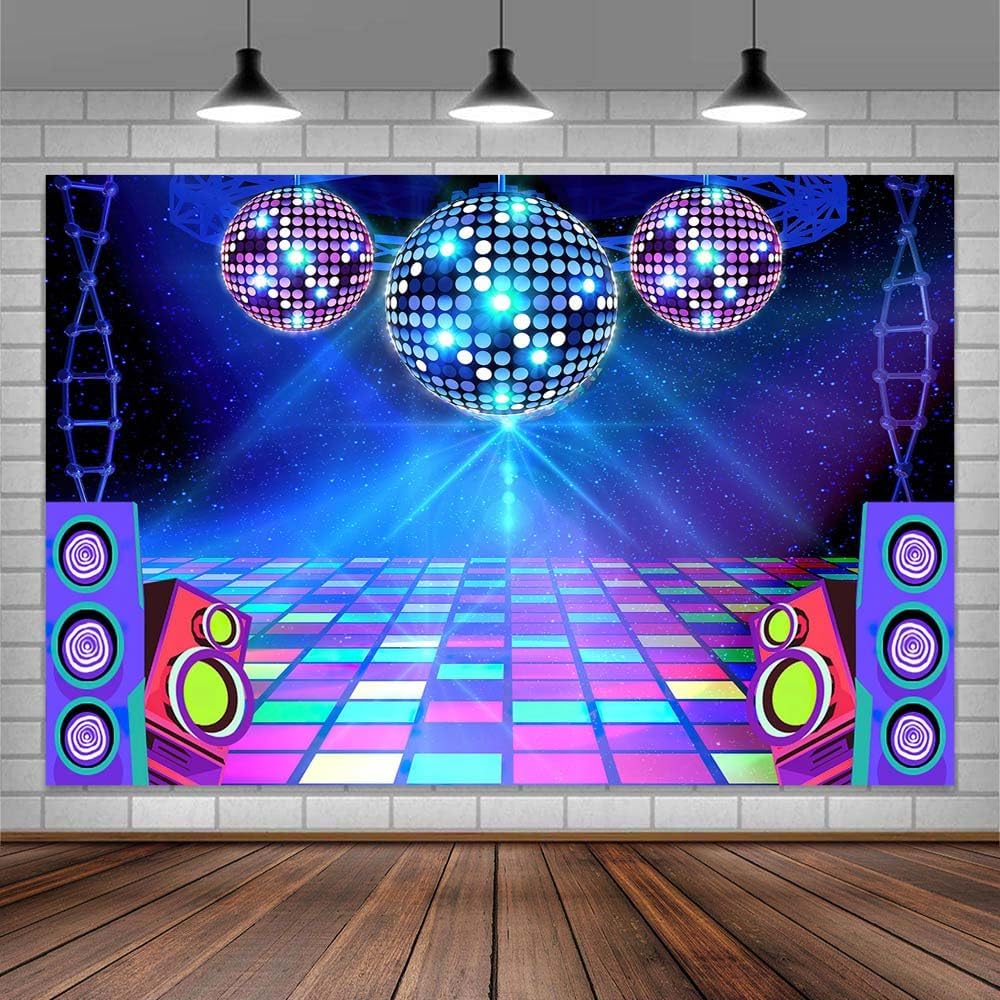 Disco Backdrop 7X5ft Retro Glow Party 70s 80s 90s Theme Stage Dance Background Disco Party Decoration Disco Ball Banner Dance Backdrop for Birthday Party Prom Portrait Photo Props Polyester, Green