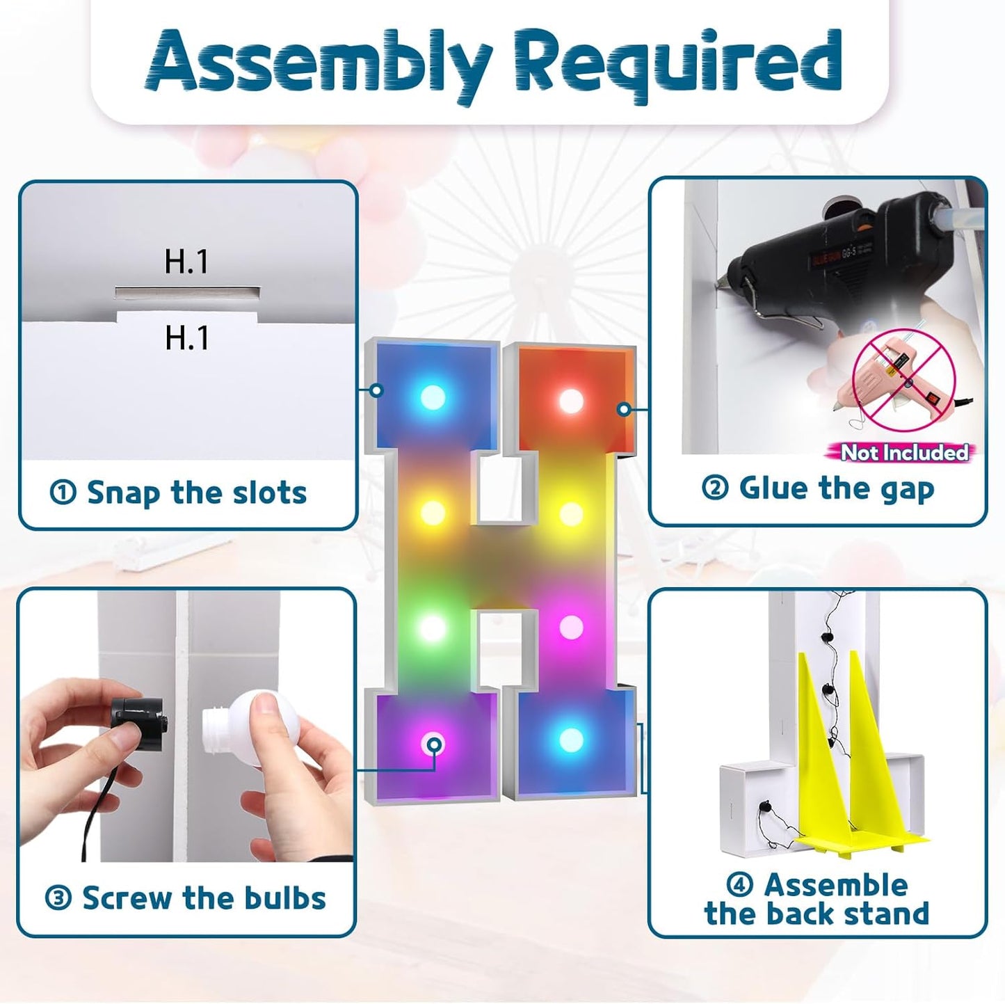 imprsv 3FT Colorful Marquee Light Up Letters G, 18 Colors Large Light up Letters Alphabet Sign with Remote, Big Marry Me Sign, Birthday Party Decorations Baby Shower Anniversary Wedding Decoration