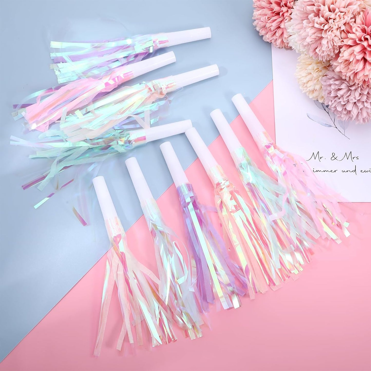 36 Pcs Mermaid Party Blowers, Glitter Fringed Noise Makers, Blow Horns for Mermaid Birsthday Favor Decorations, Celebrations, Graduation Events, Sporting Gatherings and More