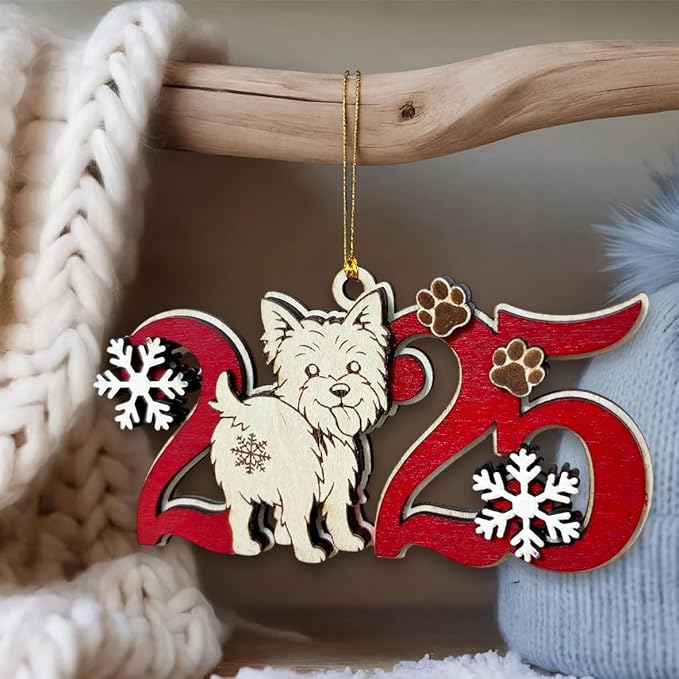 Yorkshire Terrier Christmas Ornament – Wooden Yorkie Dog Ornament for Tree, Cute Puppy Holiday Decoration, Personalized Pet Keepsake Gift for Women, Men, Kids, Dog Mom & Dad