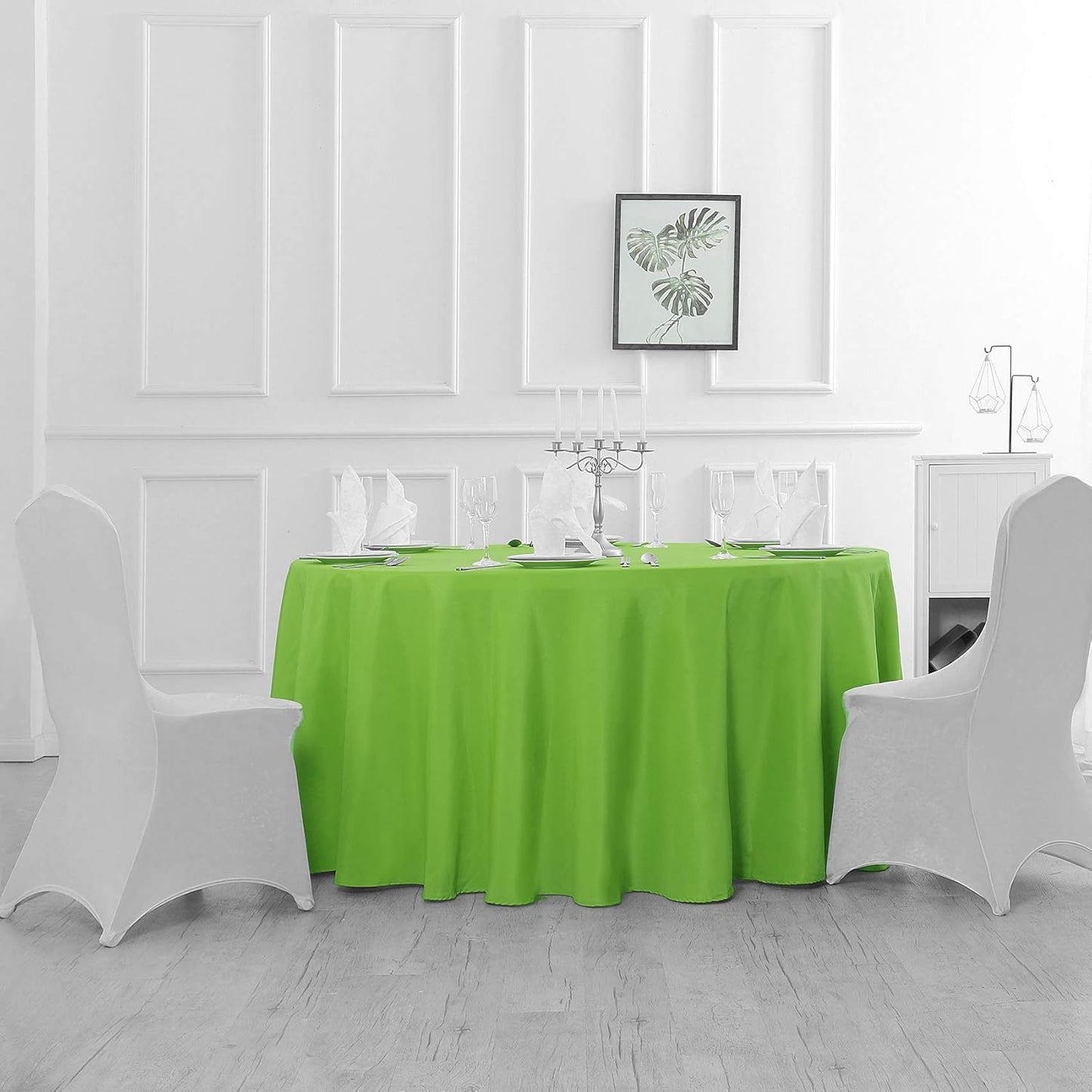 90 inch Round Tablecloth Washable Polyester Table Cloth Decorative Table Cover for Wedding Party Dining Banquet（90 inch,Apple Green）