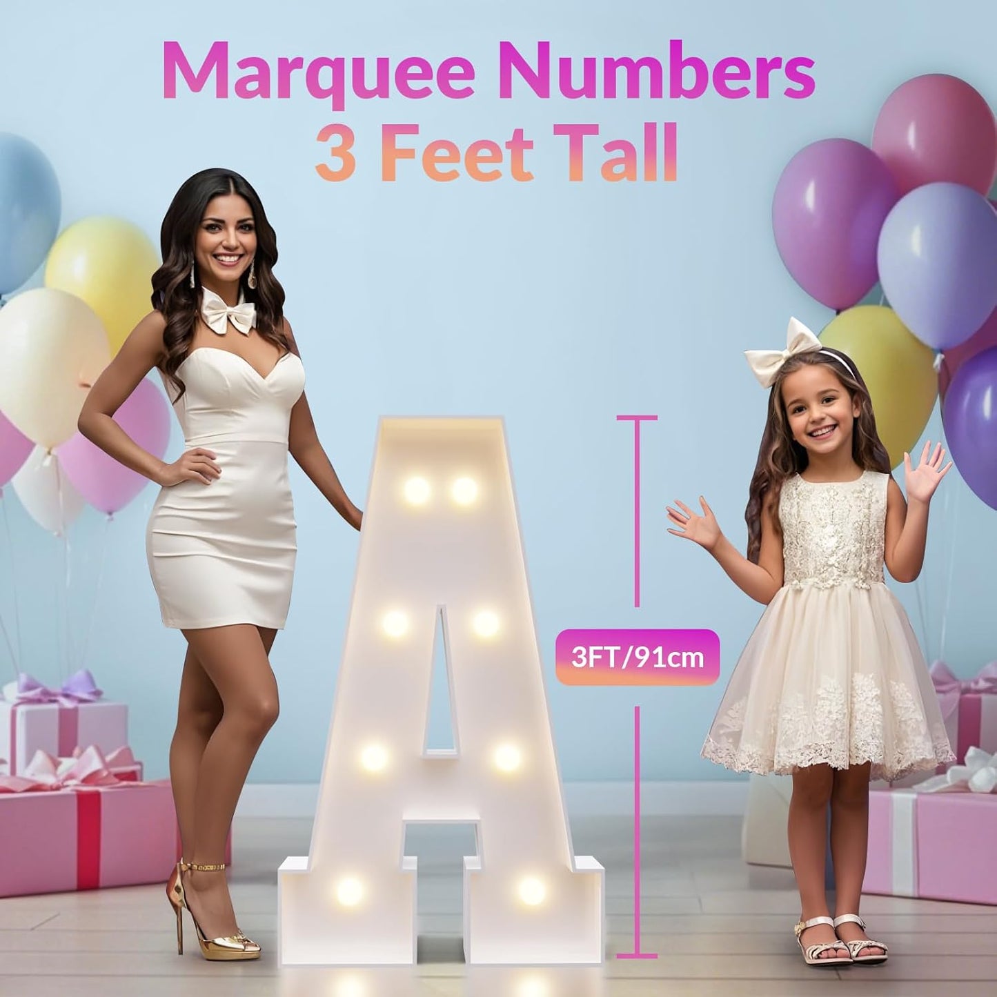 JoyMuse Marquee Letters 3 Feet Tall, Light Up Letters 3FT with Lights, Large Letters for Party, Letter C Light Up Letters for Baby Shower Wedding Proposal Graduation Birthday Decorations