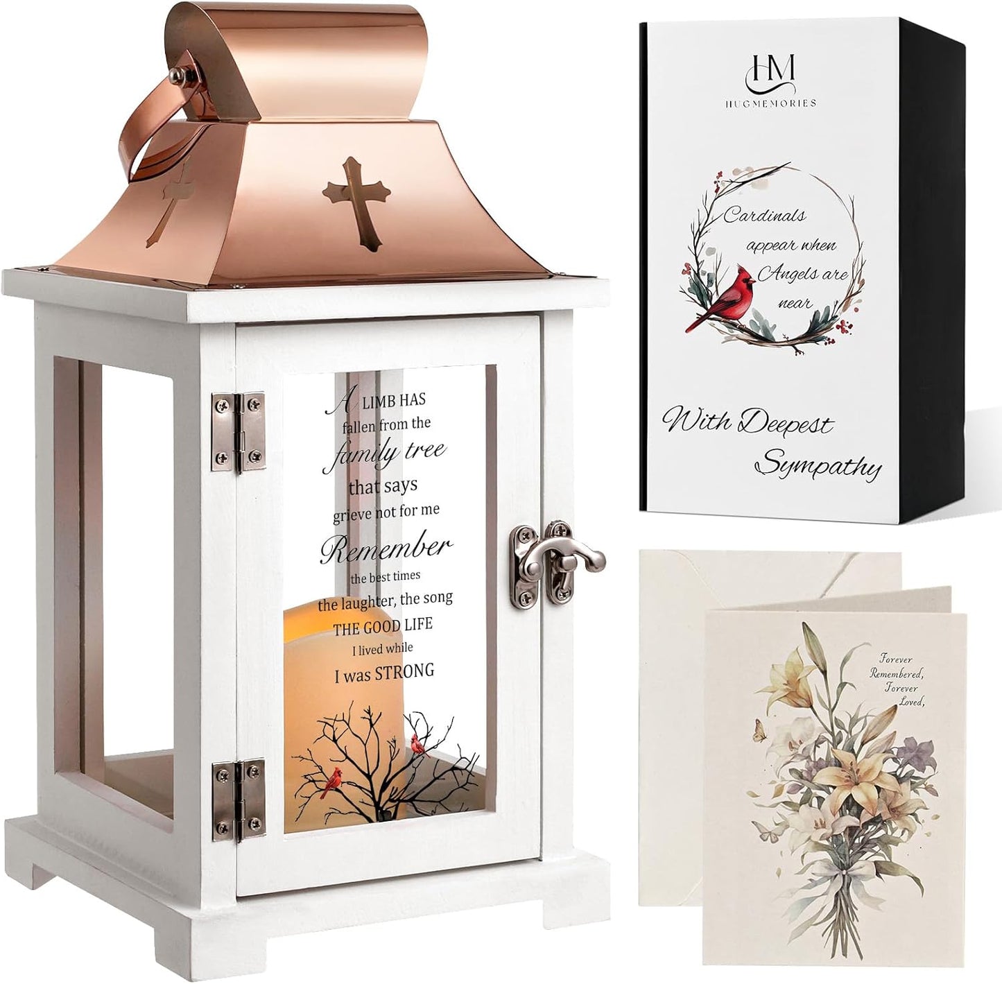 Memorial Lantern, Sympathy Bereavement Gifts Ideas for Loss of Loved One Mother Father Sister Brother, Remembrance Funeral Gifts in Memory of Loved One with LED Candle