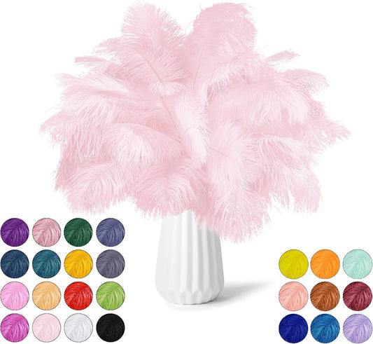 NEWONG 30pcs Light Pink Ostrich Feathers Natural Bulk 11-14inch(28-35cm) Vase Craft Wedding Home Party Centerpieces Christmas Day Decoration