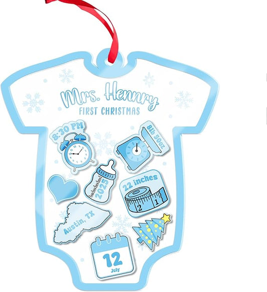 Personalized Baby's First Christmas Ornaments 2025 - Customized Birth Stats Shaker Ornament - Xmas Ornaments - Xmas Tree Decoration - Gifts for Christmas
