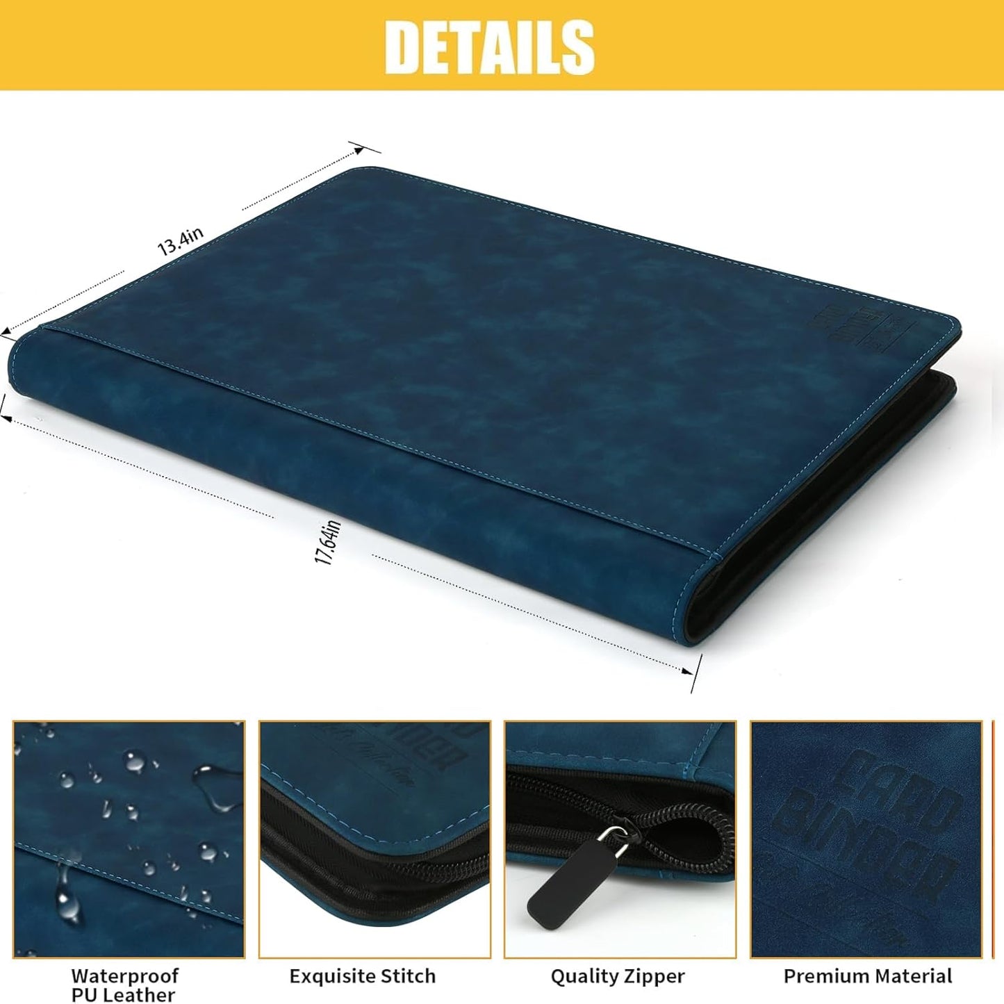 Premium Ringless Trading Card Binder - 1024 Capacity, 16 Side-Loading Pockets per Page, Archival Quality Protection & Anti-Slip Spine for TCG, MTG, Sports Cards (Navy)