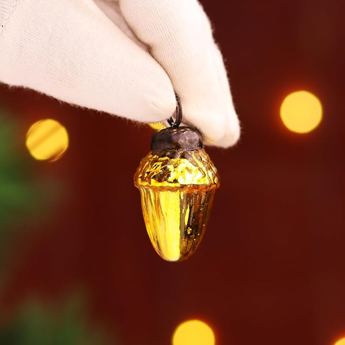 75 Pieces Glass Gold Christmas Ornaments Decorative Mercury Mini Vintage Bulk Hanging Ornaments for Halloween, Christmas Tree, New Year, Valentine Day, Holidays, Event and Wedding Party Decor
