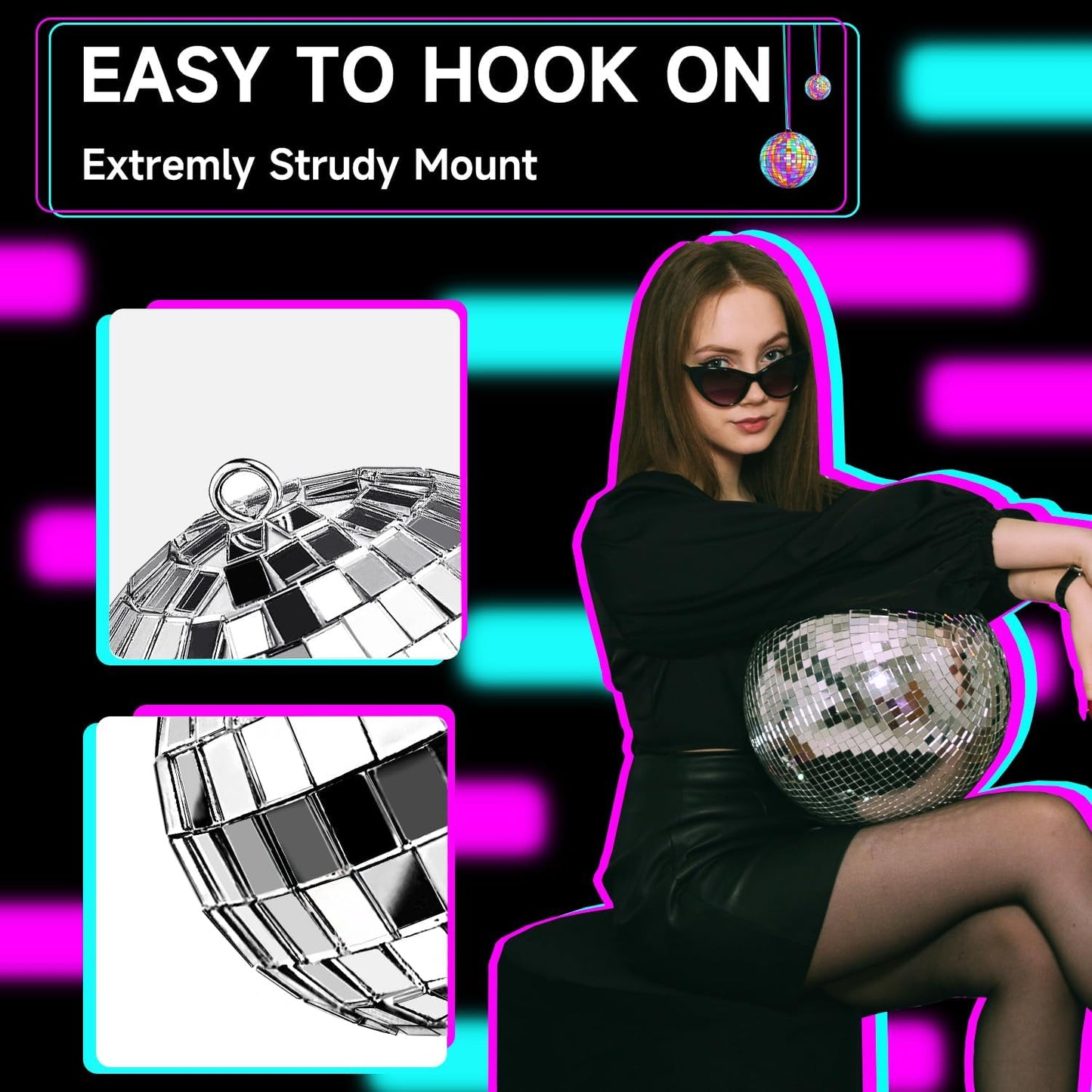 54 Pcs Mini Silver Disco Balls - Hanging Mirror Ornaments for Party, Wedding, Christmas Supplies