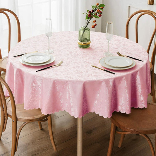 Smiry Rectangle Table Cloth, Waterproof Heavy Duty Vinyl Tablecloths, Wipeable Washable Table Cover for Kitchen and Dining Room (Pink, 60" Round)
