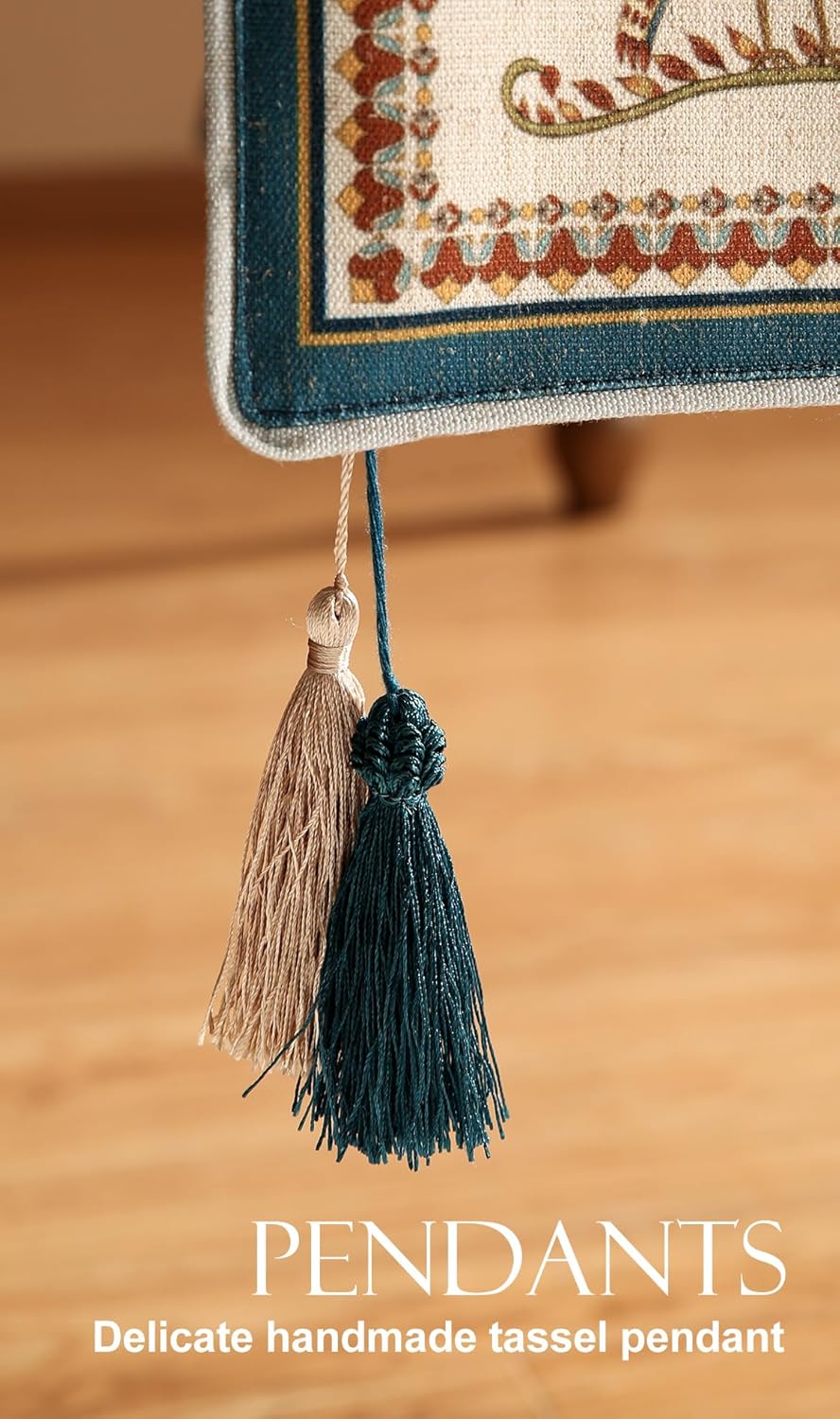 patdrea Designer Beige Farmhouse Geometric Patterned Linen Table Runner 102 Inch Long,Wrinkle Resistant Table Mat,Decoration for Kitchen Dining and Coffee Tables Banquet Christmas ,12"x102"