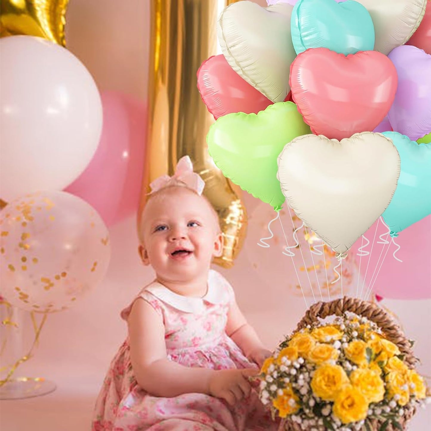 5 Colors Heart Balloons,18inch Heart Shaped Foil Balloons & Helium Mylar Balloon for Anniversary Wedding Engagement Birthday Party Baby Shower Valentines Day Decorations(12Pcs)