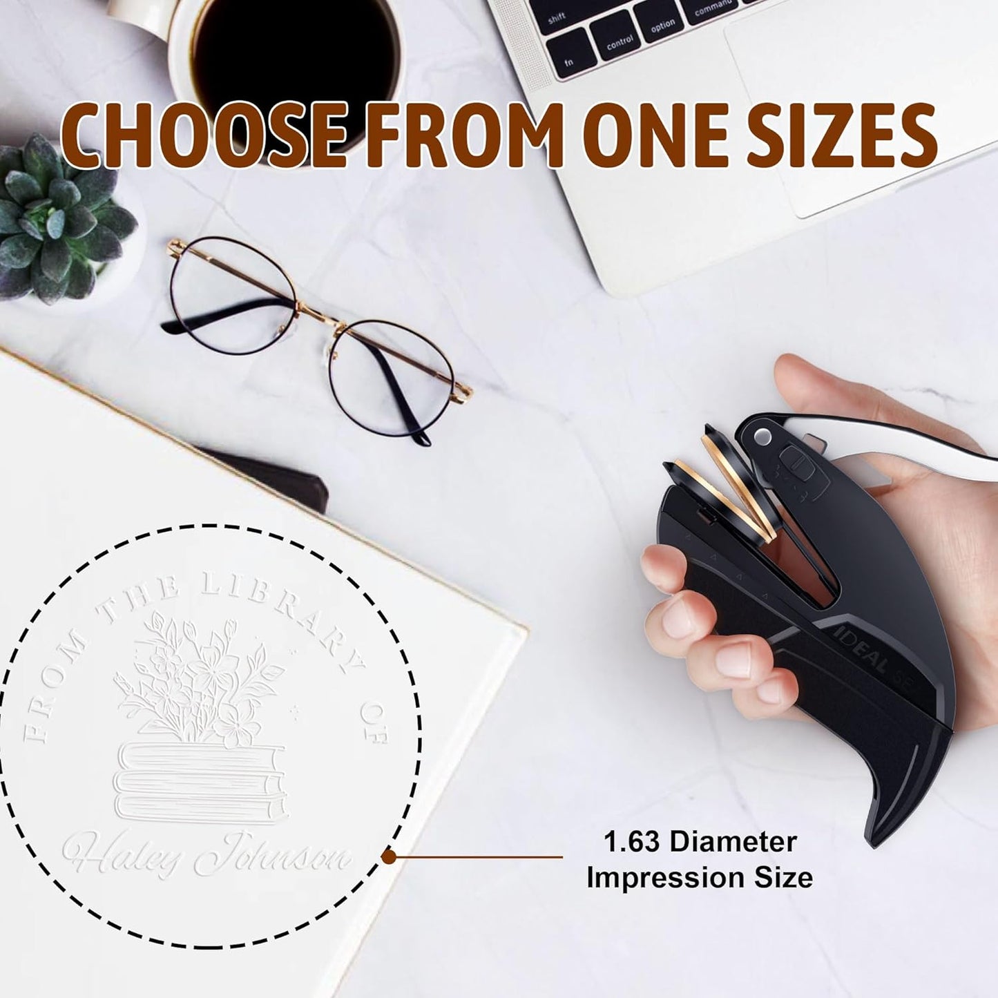 Book Custom Embosser - Personalized Library Stamp with Your Name, Customized Embosser Gifts for Book Lovers, Readers (Floral-07)