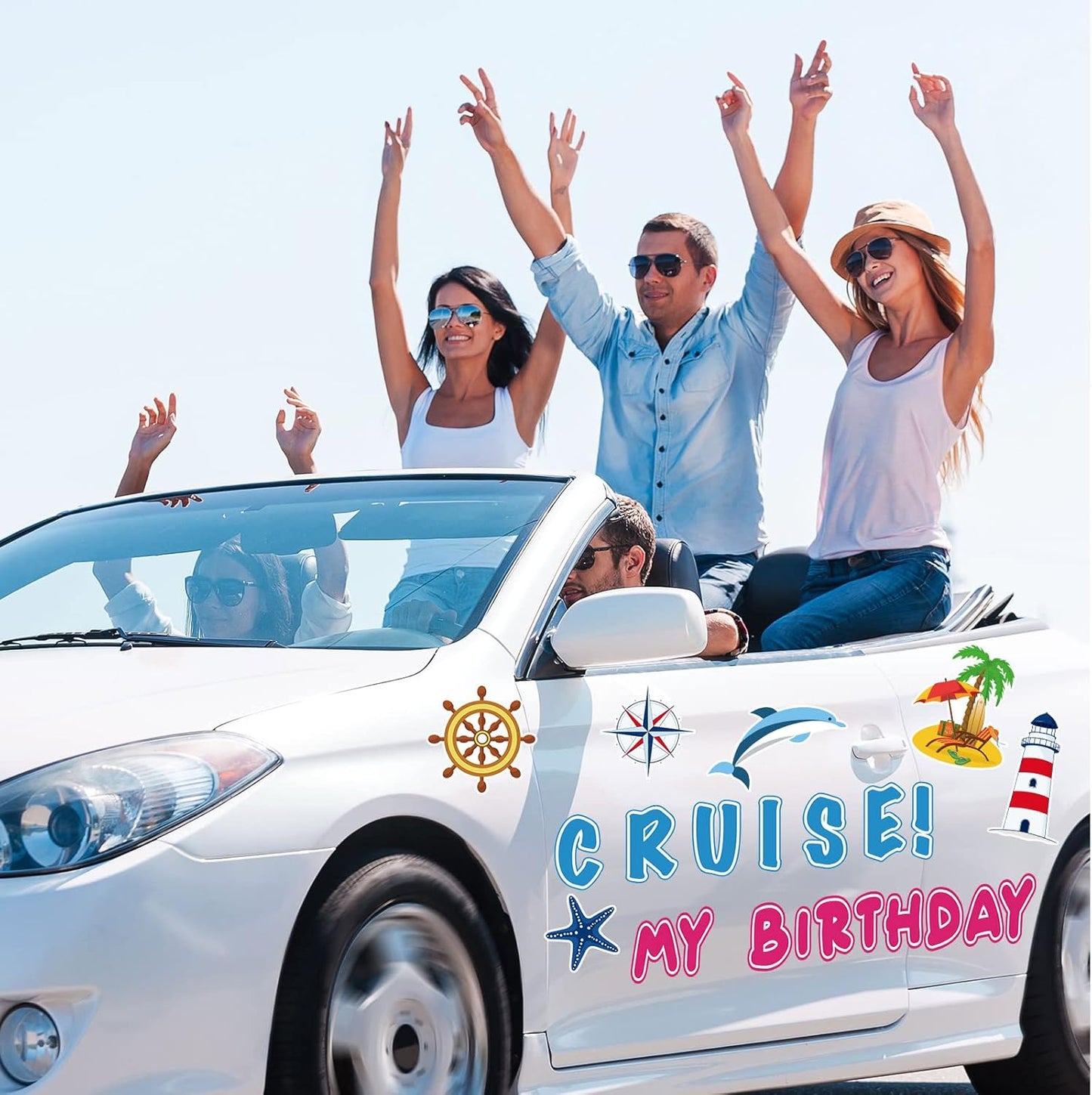 Xuhal 25 Pcs Birthday Cruise Door Magnets Decorations Funny Cruise Ship Door Magnets Magnetic Reusable Magnet for Happy Birthday Cabin Ship Carnival Refrigerator Office Car Accessories