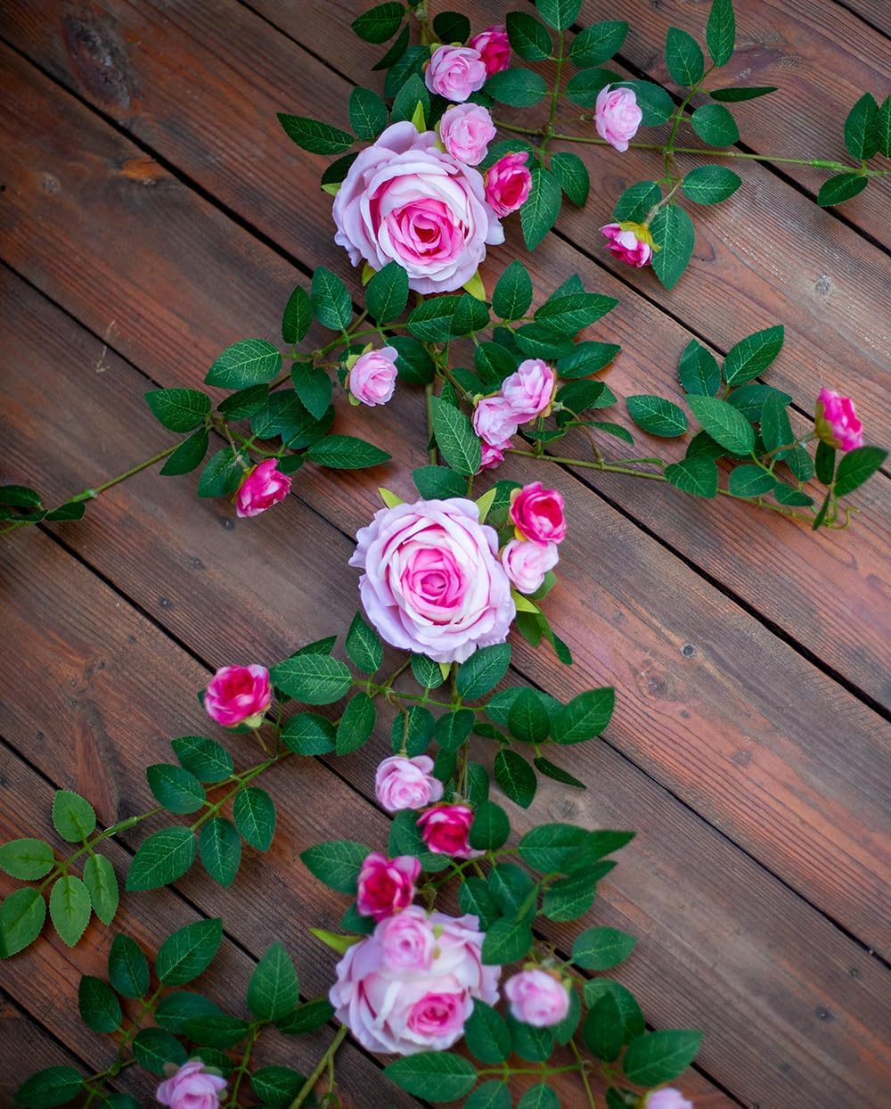 6FT Pink Flower Garland Artificial Rose Vines Hanging Floral Garland for Home Decor Wall Trellis Fence Wall Decoration (Pink, 1pcs)