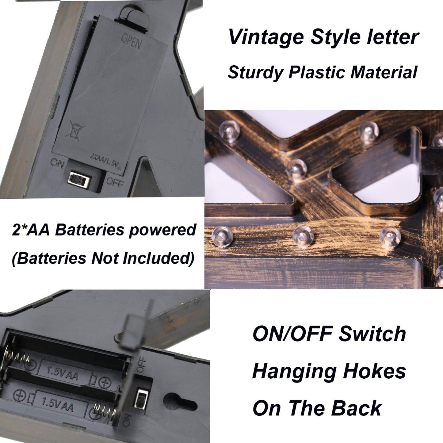 OYCBUZO Golden Black Led Marquee Letter - Industrial, Vintage Style Light Up Alphabet Letter Sign for Cafe Wedding Birthday Party Christmas Lamp Home Bar Initials Decor - R