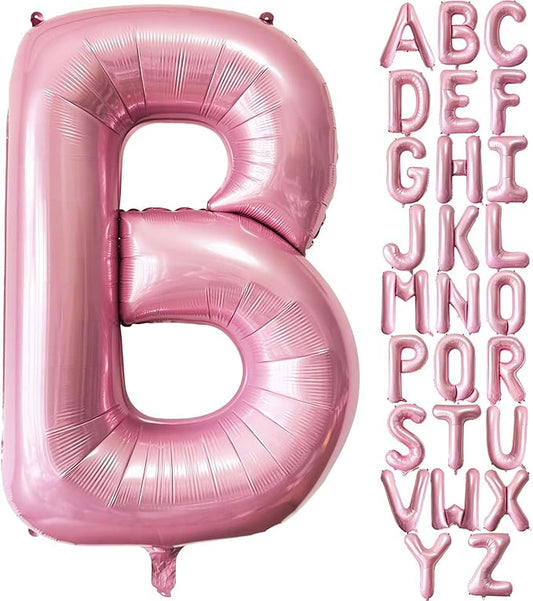 Pink Letter B Balloons, 40 Inch Pastel Foil Mylar Helium for Birthday Party Supplies, Anniversary Event Celebration Decorations, Alphabet B