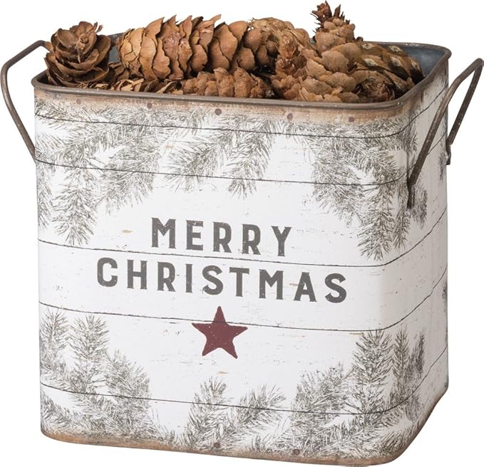 Primitives by Kathy 39896 Farmhouse Tin Buckets, Farm Fresh Christmas Trees
