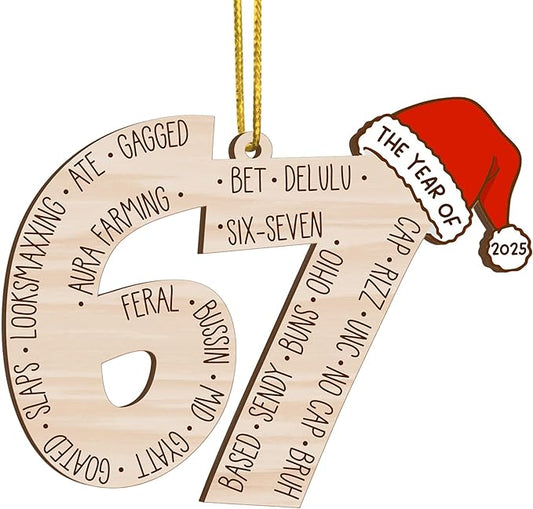 67 Christmas Ornament, 67 Ornaments for Xmas Tree, Funny Christmas Ornaments 2025, 6 7 Meme Ornament for Teens, Six Seven Gifts, Gag Gifts for Teens, Teen Girls Trendy Stuff