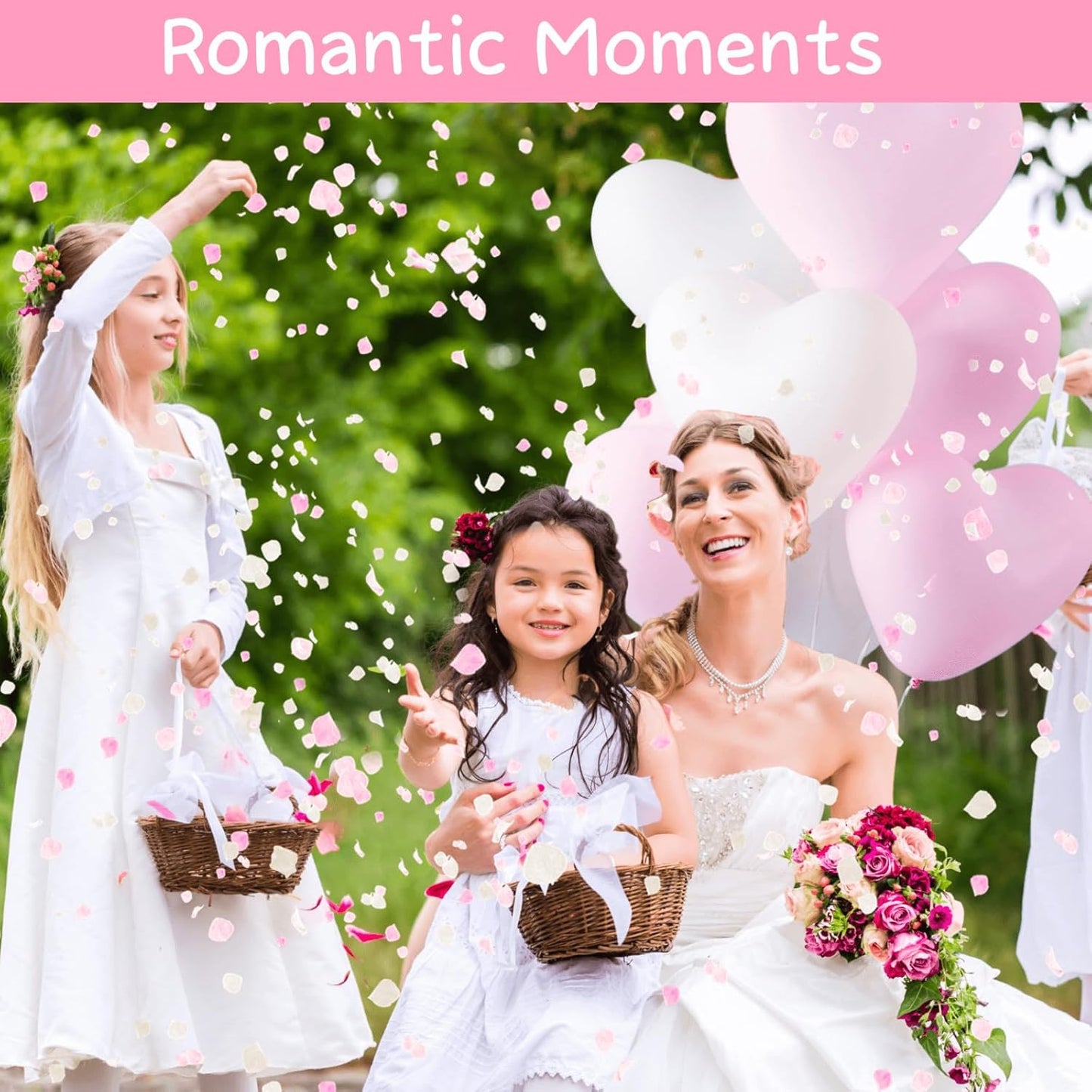 1500+ Real Dried Hydrangea Flower Petals -1.06Oz Real Natural Preserved Petals for Wedding, Party Confetti, Romantic Night, Proposal Decor, Handcrafts (Pink & White)