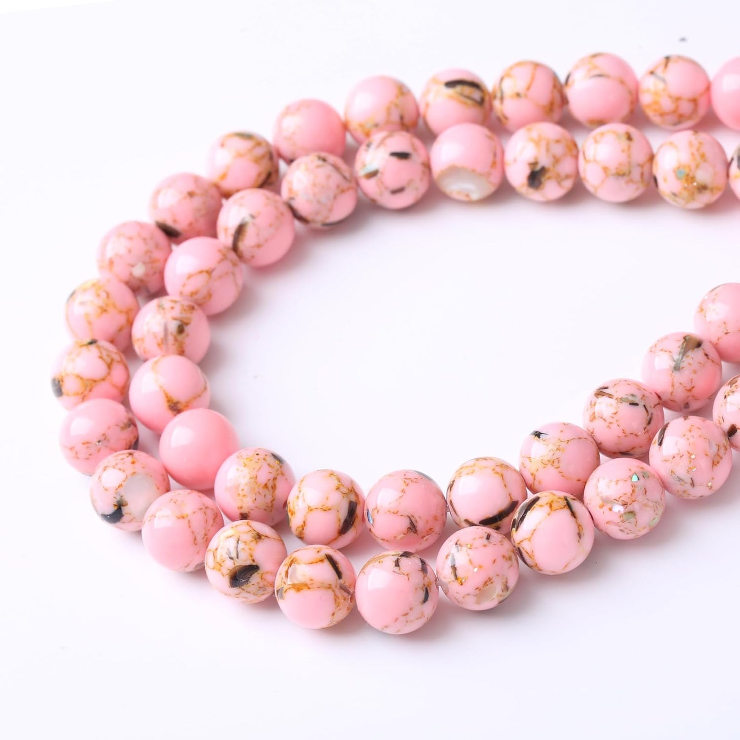 Pink Shell Turquoise Stone Beads Gemstone Round Crystal Energy Jade Beads Stone Beads for Jewelry Making DIY Bracelet Necklace Jewelry Making 1 Strand 15.5inch 4MM