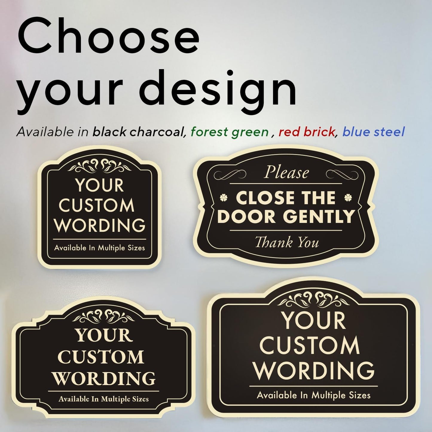 Custom Decorative Outdoor Metal Signs, Personalized Aluminum Signs, Waterproof Made In USA - Design 1 Black Charcoal 24x24 In