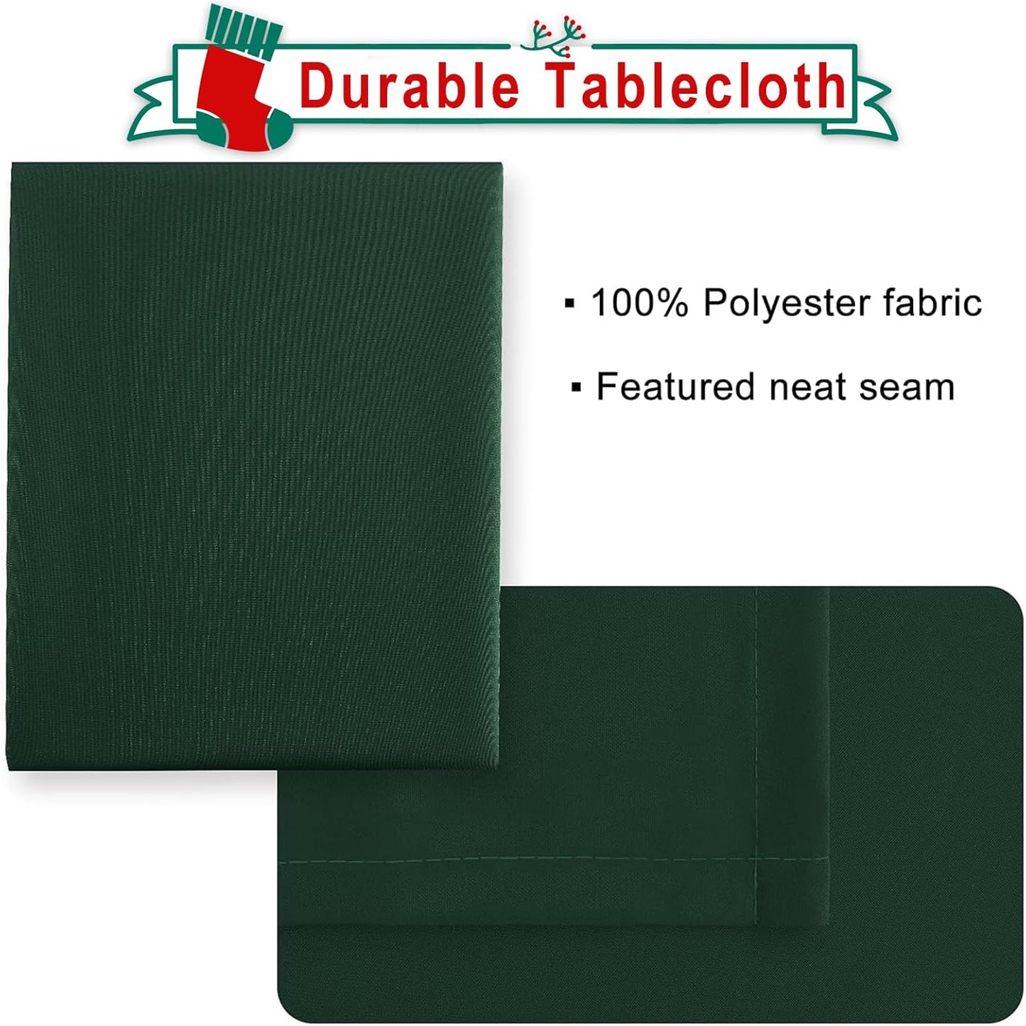 Hiasan Waterproof Tablecloth Rectangle - Washable Fabric Table Cloth for Dining Room Kitchen Birthday Party and Outdoor Use, Hunter Green, 54 x 120 Inch