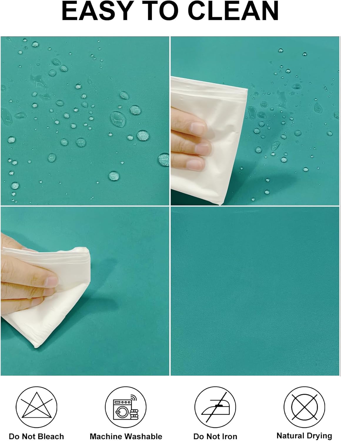 Fokitut 2 Pack Waterproof Round Tablecloth, 132 Inch, Stain Resistant and Wrinkle Polyester Table Cloth, Fabric Table Cover for Kitchen Dining, Wedding, Party, Holiday Dinner-Turquoise