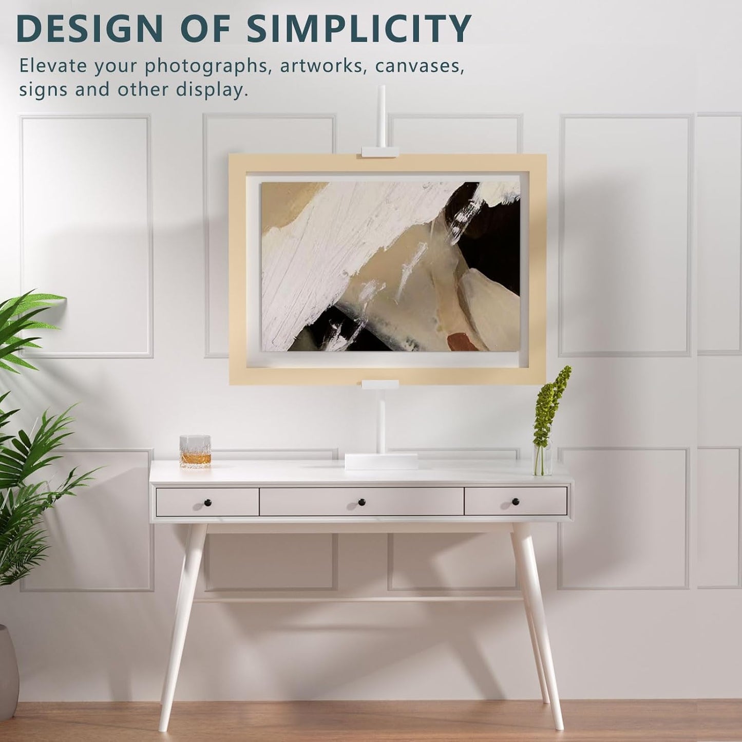 Adjustable Tabletop Picture Frame Stand - Up to 29" Height, Frame Holder Stand Table Easels for Display, Metal Standing Easel Display Stand for Picture Frames, Artwork, Canvas (White)