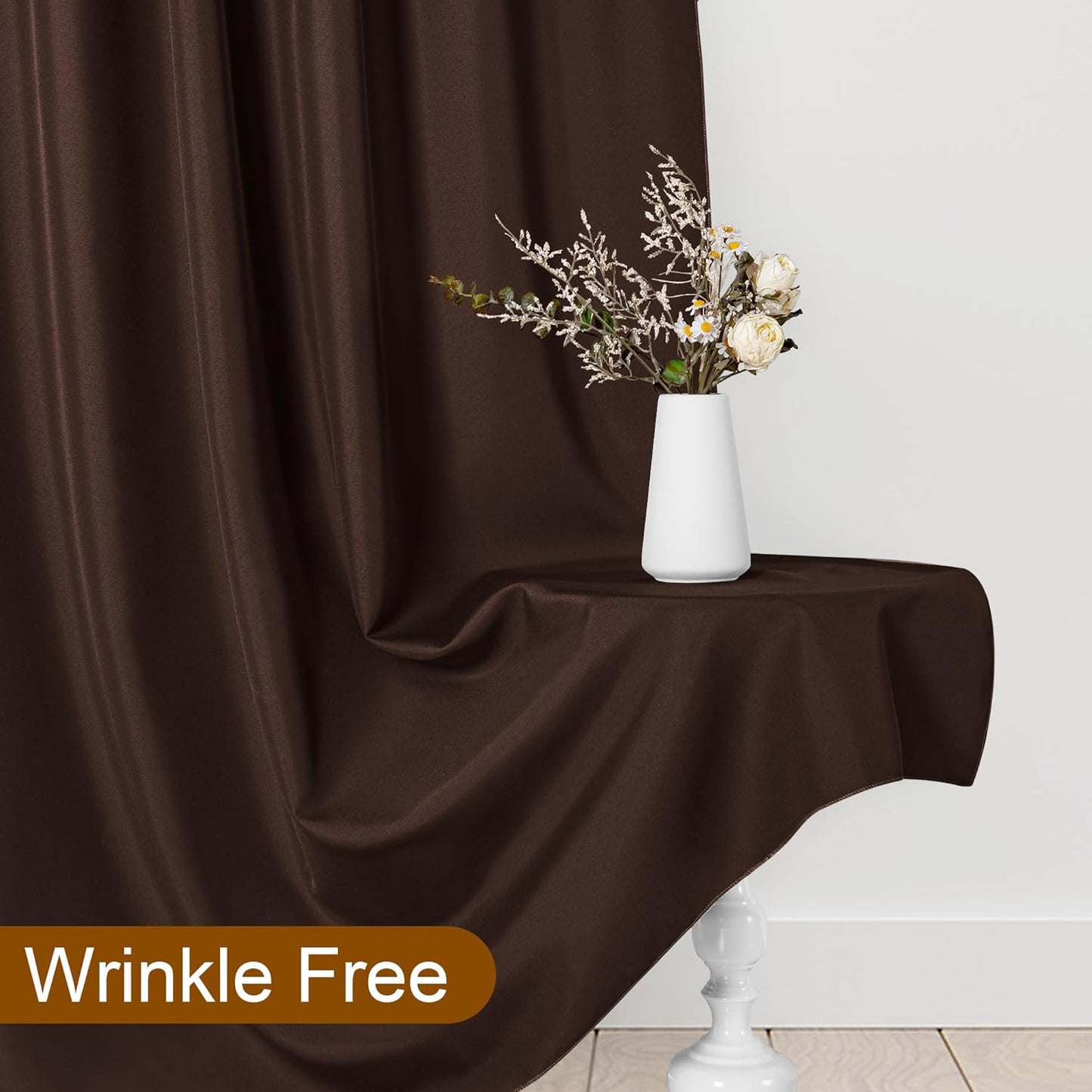 DWCN 10x7 FT Backdrop Curtains for Parties, Photography Backdrop Drapes with Rod Pockets for Wedding Decorations Stage Birthday Family Gatherings, 2 Panels 5ft x 7ft, Brown