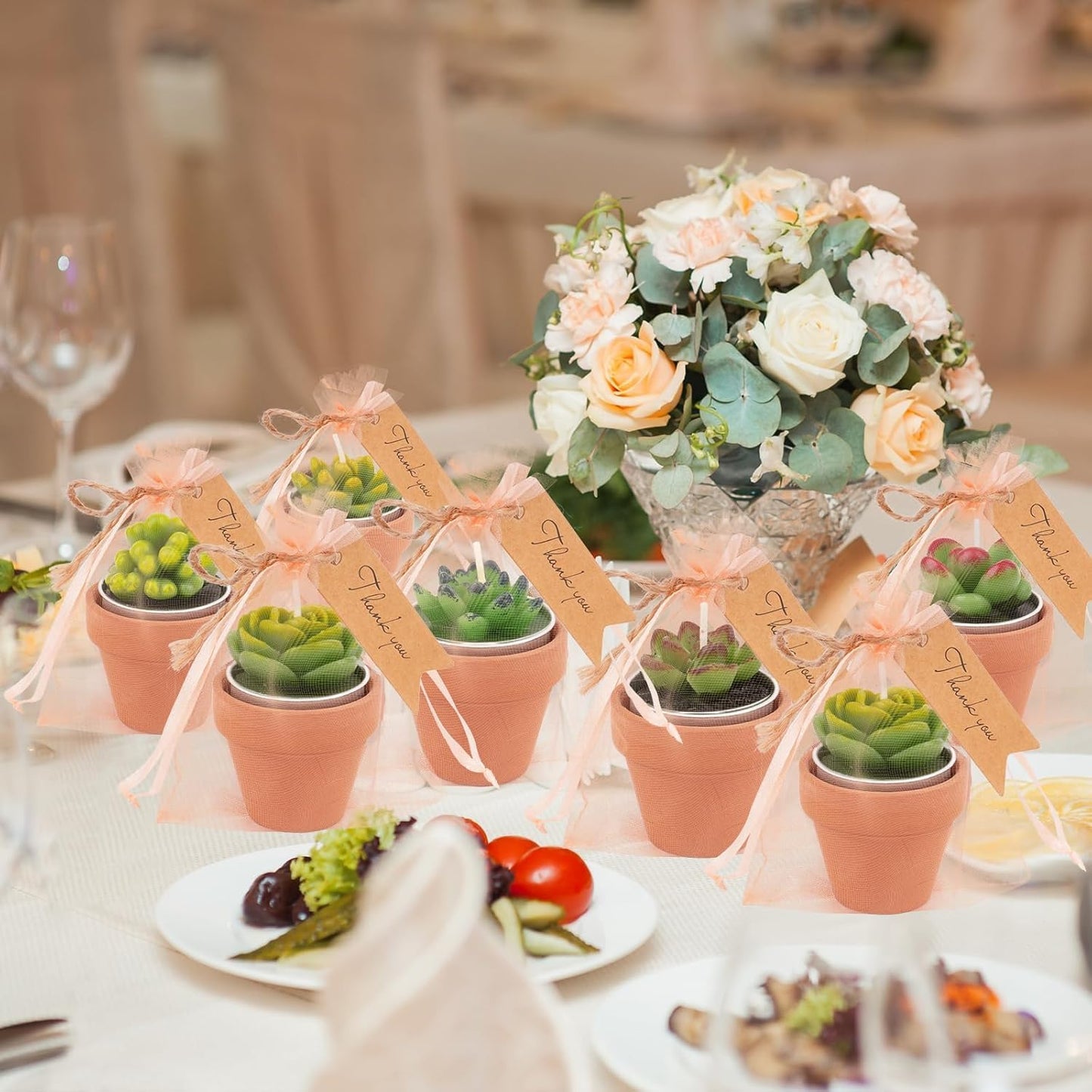36 Pcs Succulent Cactus Candles Party Favors- Succulent Tealight Candles, Bulk Candle for Favors, Cactus Tea Light Candle with Mini Terracotta Clay Holders for Wedding Home Party Decor