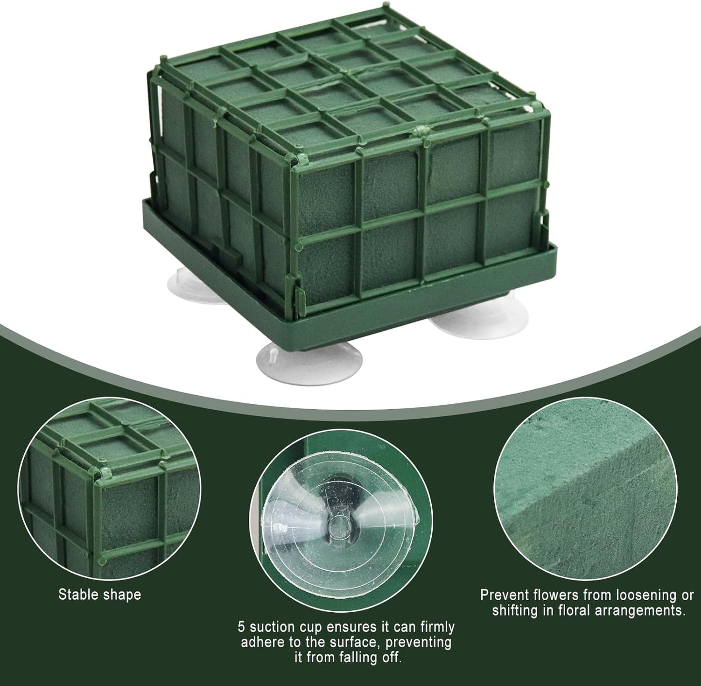 Krijues 4 Pcs Floral Foam Cage for Flowers for Christmas DIY Crafts, Square Flower Holder with Floral Foam for Fresh Flower Arrangement Decoration, Wedding, Interior and Garden 4.1 x 4.1 x 3.1 Inch