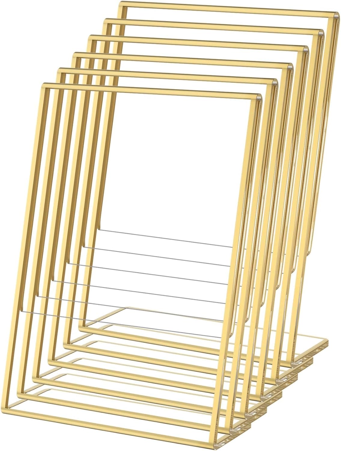NIUBEE 8.5 x 11 Gold Frames, 6 Pack Acrylic Slanted Back Gold Picture Frames for Signs, Menu, Flyer and Art Display, Perfect for Wedding, Party, Event, Shop