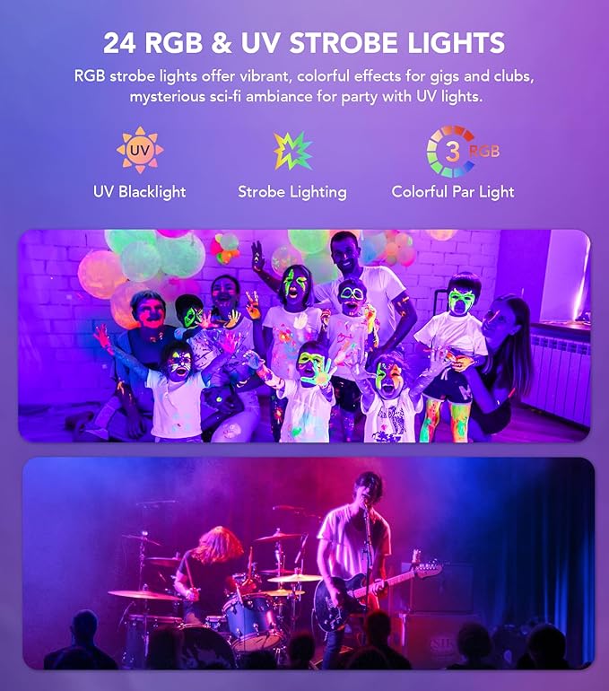 DJ Lights for Parties, Pro 6 in 1 DMX & Sound Activated Laser Light Show Machine with Disco Ball Light, RGBW & UV Strobe Party Lights Indoor for Rave Club Dance Bar Gig DJ Lighting