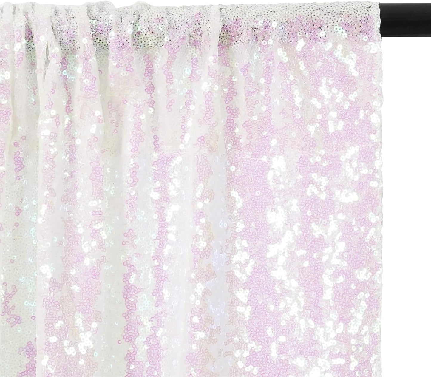 Eternal Beauty White Iridescent Sequin Backdrop, 4x7 Ft Glitter Background Curtains for Shimmer Photography Party Wedding Birthday Back Drop Decor