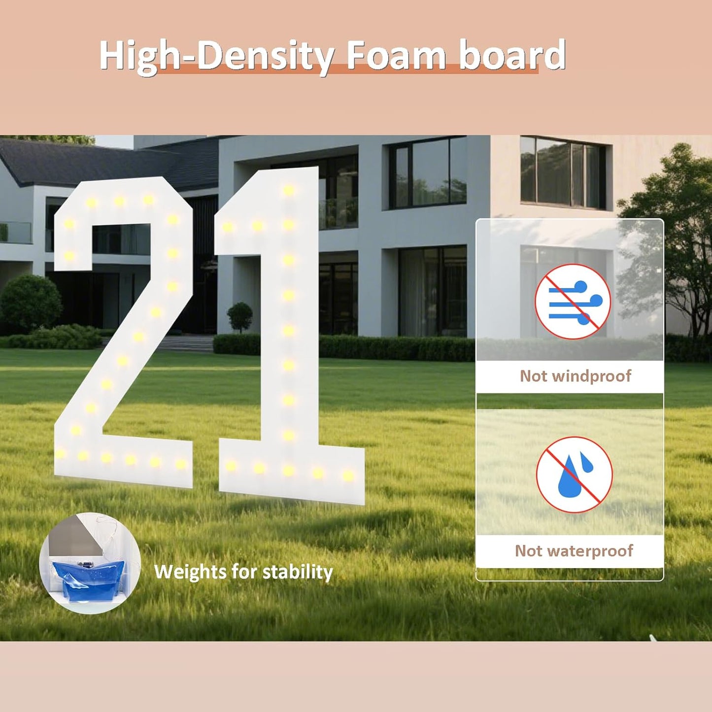 LOBOOM 4FT Light Up Numbers, Marquee Numbers 4 Feet Tall Giant Number 55 Mosaic Big Number Sign for 55th Birthday Party Backdrop Anniversary Decorations, Pre-Cut Large Frame