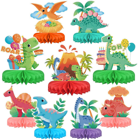 Dinosaur Birthday Party Supplies Kit - Dinosaur Themed Table Decorations with Honeycomb Centerpiece for Splendid Dinosaur Birthday Party Decorations